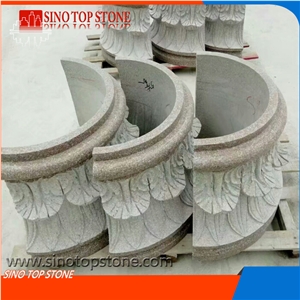 Granite Column Pillars Caps, Red Granite Architectural Columns, Pillars Column Caps