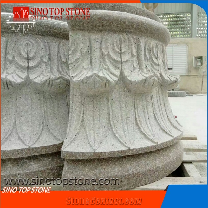 Granite Column Pillars Caps, Red Granite Architectural Columns, Pillars Column Caps