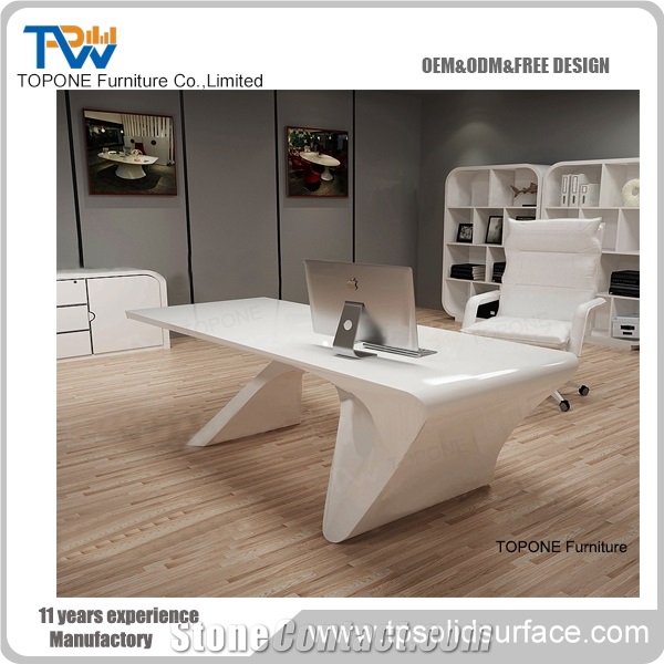 2017 New China Factory Supply White Color Artificial Marble Stone Office Table Interior Stone Office Furniture Acrylic Solid Surface Table Tops, Interior Stone Office Furniture