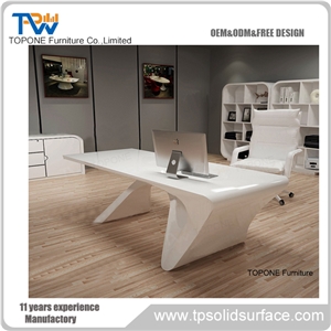 2017 New China Factory Supply White Color Artificial Marble Stone Office Table Interior Stone Office Furniture Acrylic Solid Surface Table Tops, Interior Stone Office Furniture