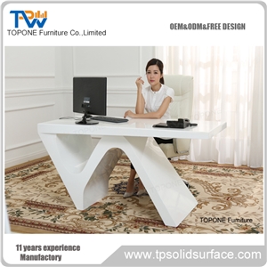 2017 New China Factory Supply White Color Artificial Marble Stone Office Table Interior Stone Office Furniture Acrylic Solid Surface Table Tops, Interior Stone Office Furniture