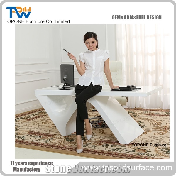 2017 New China Factory Supply White Color Artificial Marble Stone Office Table Interior Stone Office Furniture Acrylic Solid Surface Table Tops, Interior Stone Office Furniture