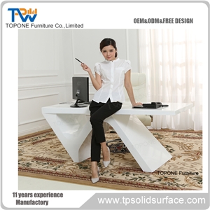 2017 New China Factory Supply White Color Artificial Marble Stone Office Table Interior Stone Office Furniture Acrylic Solid Surface Table Tops, Interior Stone Office Furniture