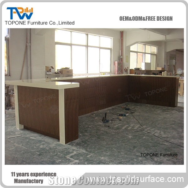 Acrylid Solid Surface Artificial Marble Stone Bar Counter Desk Tops Design Wooden Restaurant Bar Counter, New Design Restaurant Bar Counter Tops with Interior Stone Bar Table Tops Design