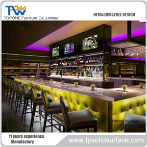 Artificial Marble Stone Cocktail Bar Counter Top with Acrylic Solid Surface Interior Stone Bar Table Tops Design Cocktail Interior Stone Furniture