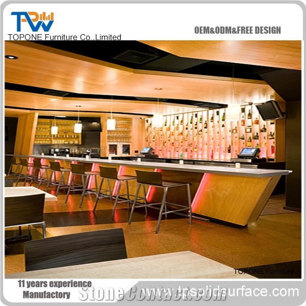 Artificial Marble Stone Cocktail Bar Counter Top with Acrylic Solid Surface Interior Stone Bar Table Tops Design Cocktail Interior Stone Furniture