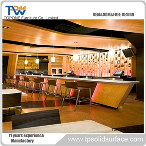 Artificial Marble Stone Cocktail Bar Counter Top with Acrylic Solid Surface Interior Stone Bar Table Tops Design Cocktail Interior Stone Furniture