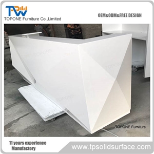 Diamond Design Acrylic Solid Surface Interior Stone Reception Desk Front Table Design, Artificial Marble Stone Interior Stone Office Front Table Desk Design Furniture