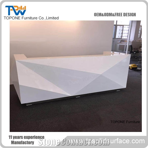 Diamond Design Acrylic Solid Surface Interior Stone Reception Desk Front Table Design, Artificial Marble Stone Interior Stone Office Front Table Desk Design Furniture