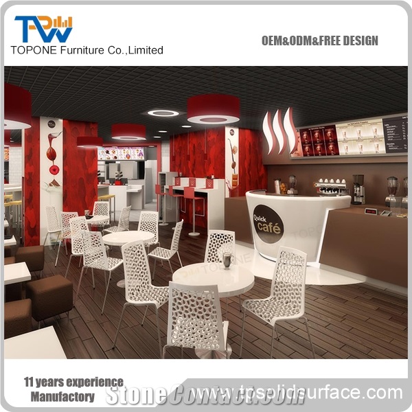 New Design Artificial Marble Stone Coffee Shop Bar Counter Tops with Interior Stone Acrylic Solid Surface Bar Table Tops Design Interior Stone Bar Furniture