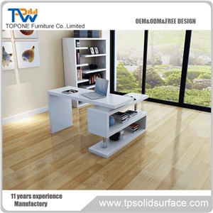 White Artificial Stone Marble Office Ceo Work Table Sets,Engineered Stone Solid Surface Work Reception Desk Interior Stone Design Acrylic Furniture, Customized Free Designs