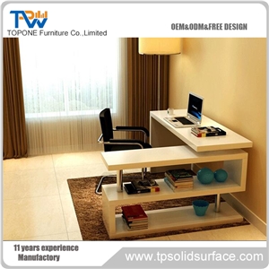 White Artificial Stone Marble Office Ceo Work Table Sets,Engineered Stone Solid Surface Work Reception Desk Interior Stone Design Acrylic Furniture, Customized Free Designs