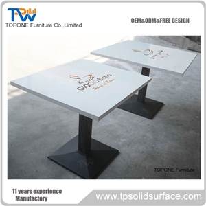 White Square Acrylic Solid Surface Coffee Table with Logo on the Table Tops Design, Interior Stone Coffee Shop Table Top Design for Sale,Interior Stone Coffee Shope Furniture White Square Acrylic Solid Surface Coffee Table with Logo on the Table Tops Design, Interior Stone Coffee Shop Table Top Design for Sale,Interior Stone Coffee Shope Furniture