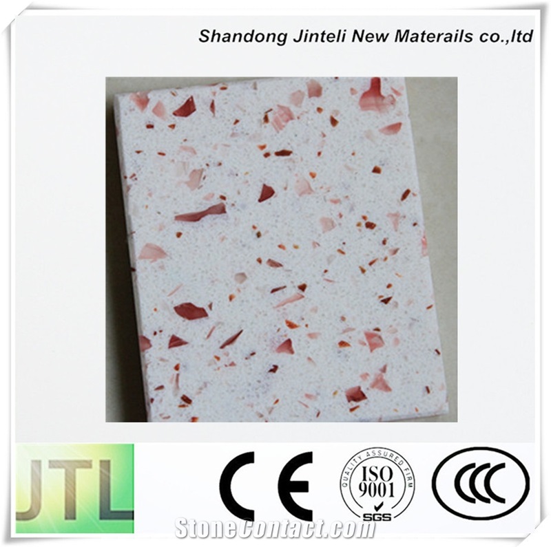 China Solid Surface Artificial Quartz Stone Big Size Slabs Pure Crystal Mirror Countertops for Kitchen Bathroom Flooring