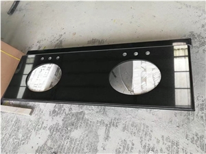 China Absolute Black Granite Vanity Tops,Absolute Black Granite Bathroom Countertop& Black Custom Vanitytop/Dark Black Bathroom Vanity Tops/Natural Stone Bath Tops