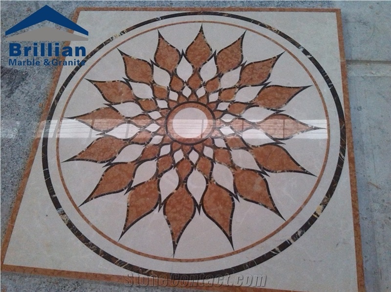 Marble Waterjet Medallion,Waterjet Mosaic,Marble Inlay Pattern,Interior Stone Waterjet Floor Medallion