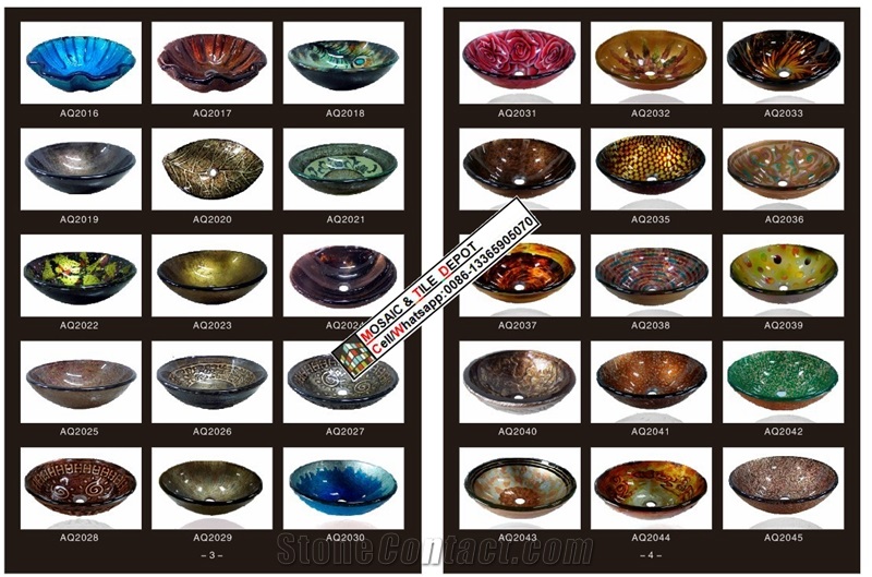 Glass Sinks and Pedestal,Glass Basin
