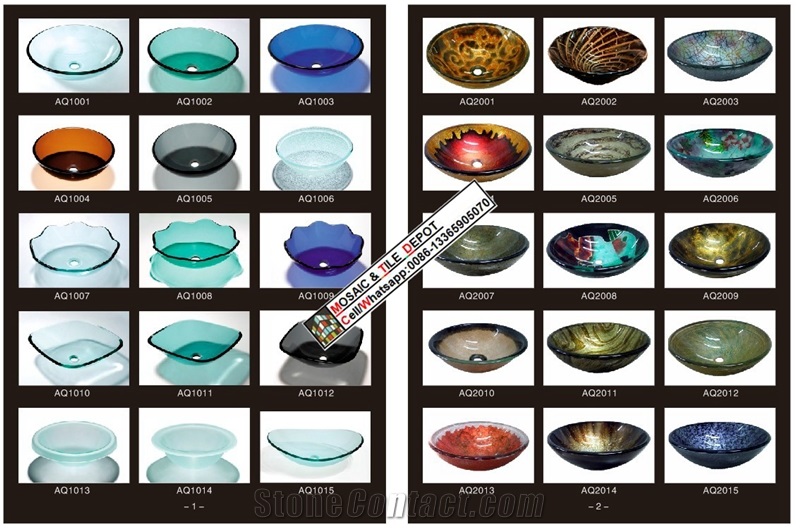 Glass Sinks and Pedestal,Glass Basin