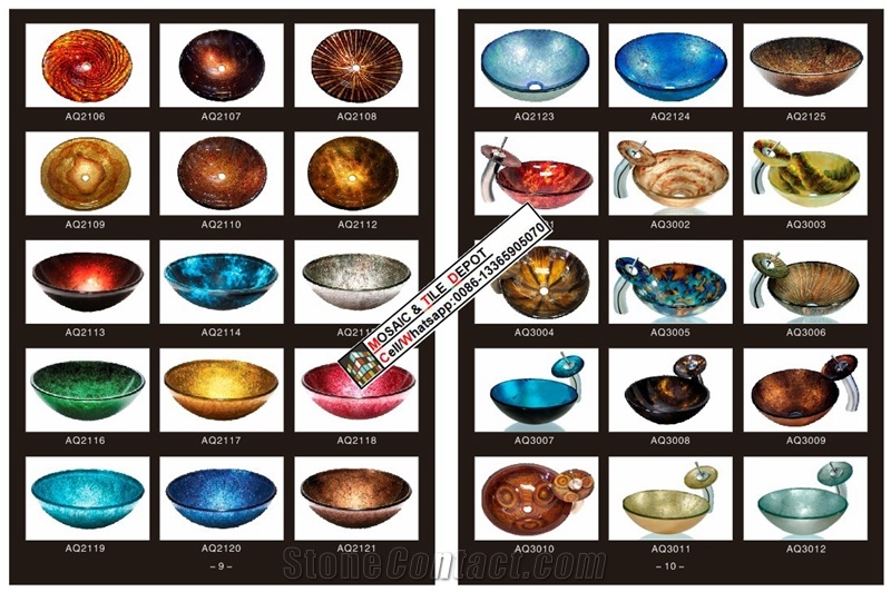 Glass Sinks and Pedestal,Glass Basin