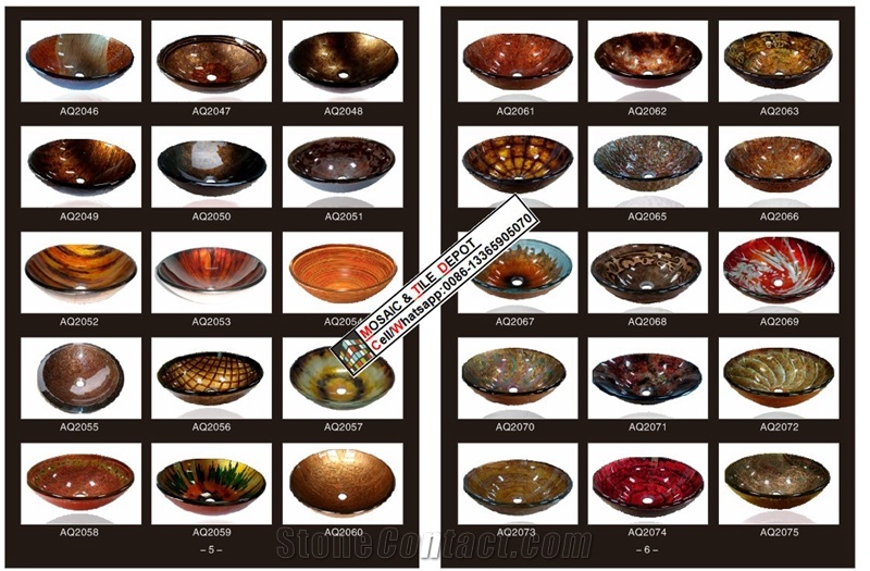 Glass Sinks and Pedestal,Glass Basin