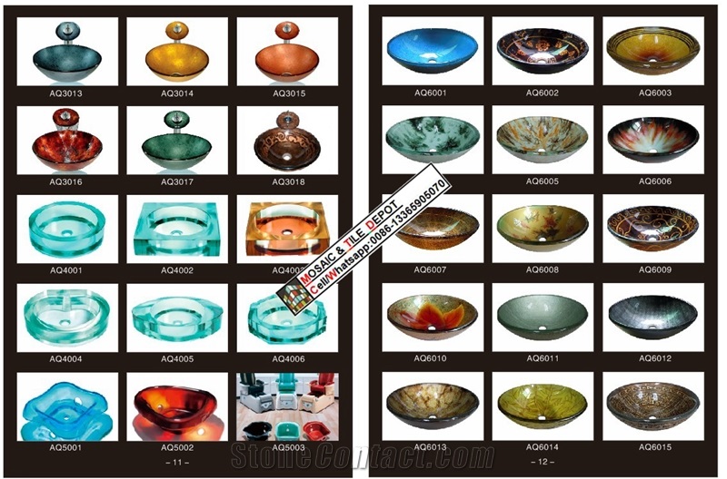 Glass Sinks and Pedestal,Glass Basin