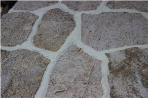 Beige Flag Stone, Natrual Stone, Quartz Flag Stone, Crazy Paving, Random Paving, Park Stone
