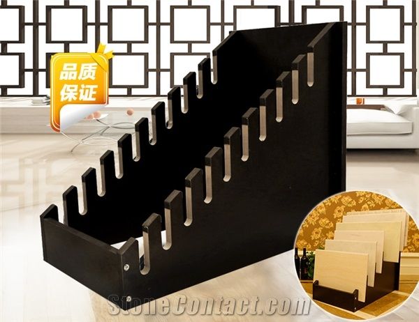 4 Waterfall Hardwood Displays Exhibition Stand Slab Display Ceramic Frame Tile Rack Free Standing Fixture for Exhibition Stone Case Shelf Stone Frame Racks for Showroom Stand Marble Fixture Granite Ra