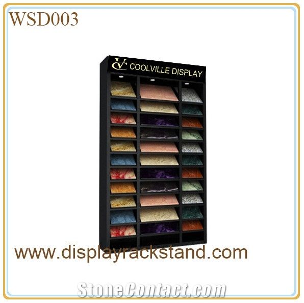 Blue-Marble Display Stand Racks Showroom White-Granite Waterfall Tile Sample Display Stands Crema-Marfil Black Display Stand Racks Onyx Display Racks Silver-Travertine Hanging Displays