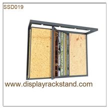 Blue-Marble Display Stand Racks Showroom White-Granite Waterfall Tile Sample Display Stands Crema-Marfil Black Display Stand Racks Onyx Display Racks Silver-Travertine Hanging Displays