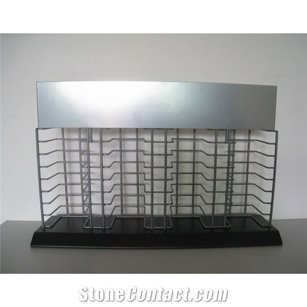 Display Rack Stands Marble-Stairs Exhibition Metal Display Racks Stone Display Racks Grey-Marble Stone Shelf Tile Sample Display Labradorite Metal Displays