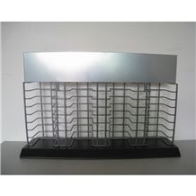 Display Rack Stands Marble-Stairs Exhibition Metal Display Racks Stone Display Racks Grey-Marble Stone Shelf Tile Sample Display Labradorite Metal Displays