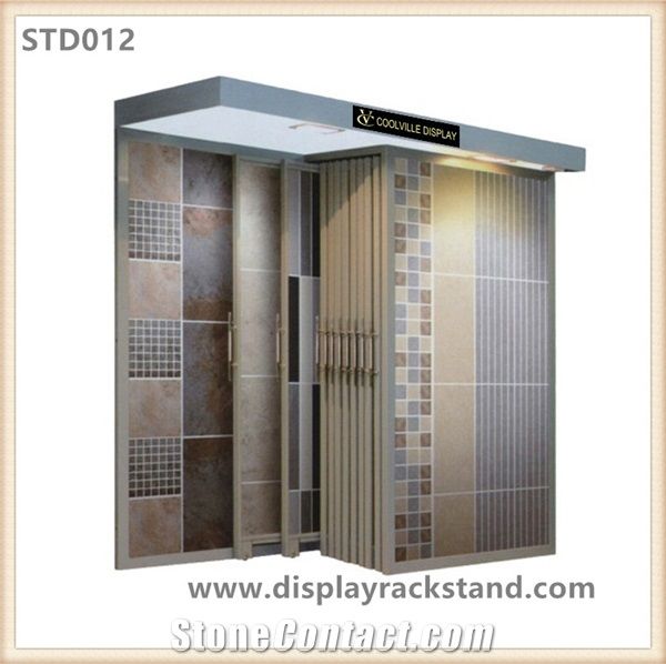 Grey-Marble Display Racks Stone Shelf Rotating Mosaic Display Racks Silver-Travertine Waterfall Tile Display Stands Nepal-Marble Loose Tile Displays Basalt Metal Display Racks