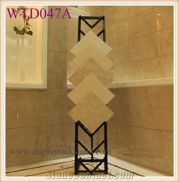 Marble-Slabs Display Stands Tile Display Racks Blocks China Display Stand Racks Beige-Marble Stone Display Racks Cuontertops Brochure Display Cases Rotating Mosaic Display Racks