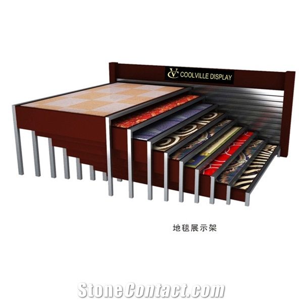 New Style Waterfall Mosaic Display Tower White-Marble Tile Racks Floor Metal Granite-Slabse Displays Fixture Stands Steel Shelves for Tombstones