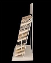 Travertine Hanging Displays Waterfall Display Stand Racks Tombstones Portable Display Cases Rotating Mosaic Display Racks Onyx Display Racks Quartzite-Slabs Wholesale Display Stand Racks
