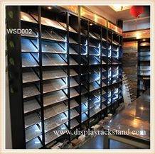 Waterfall Tile Display Racks Sandstone Metal Display Racks Stone Shelf Black-Galaxy-Granite Exhibition Quartz Display Stand Racks Slate Hanging Displays