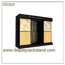 White-Granite Display Stand Waterfall Stone Display Rack Granite-Slabs Sliding Metal Displays Black-Galaxy-Granite Display Racks Showroom Brazil-Granite China Display Racks