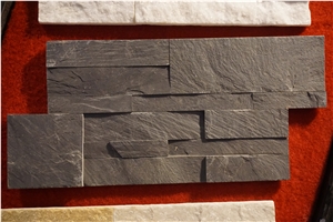 Black Split Face Slate Stacked Stone,Charcoal Grey Culture Stone,Carbon Black Slate Stone Cladding,Natural Stone Veneer,Fireplace Wall Ledger Panels,Slate Stone Facade,Exterior Stone Wall Panels