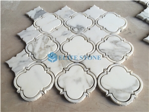 Calacatta Gold Marble Mosaic Tile Mix Pearl Shell Lantern Design Mosaic