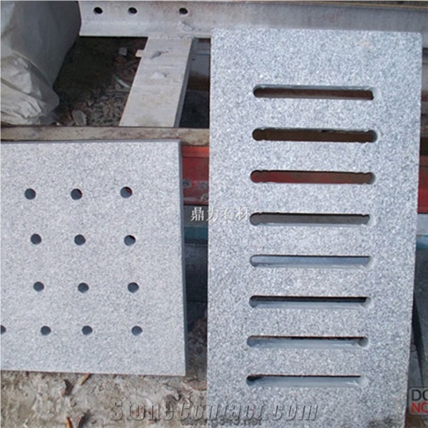 Water Drainage Panel Stone Panel Rainwater Drain Rain Drainage Pavers Groove Panel G343 Grey Granite Flamed