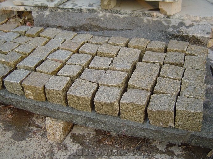G350 Chinese Granite for Cube Stone Sawn Cut,Flamed,Nature Spilt