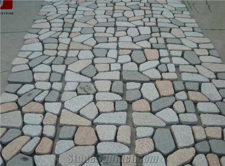 Granite Cubes on Net, Dayang Red&G603&G682&G654 Pavers, Natural Split/Tumbled Paving Sets, for Driveway & Garden & Courtyard Paving