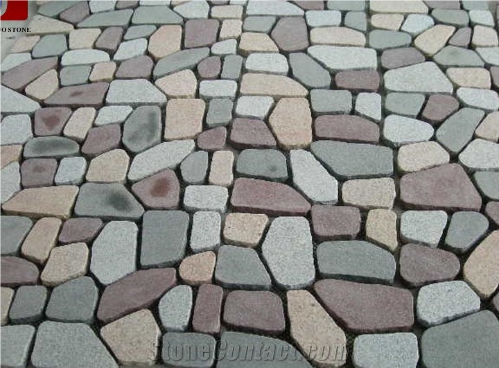 Granite Cubes on Net, Dayang Red&G603&G682&G654 Pavers, Natural Split/Tumbled Paving Sets, for Driveway & Garden & Courtyard Paving