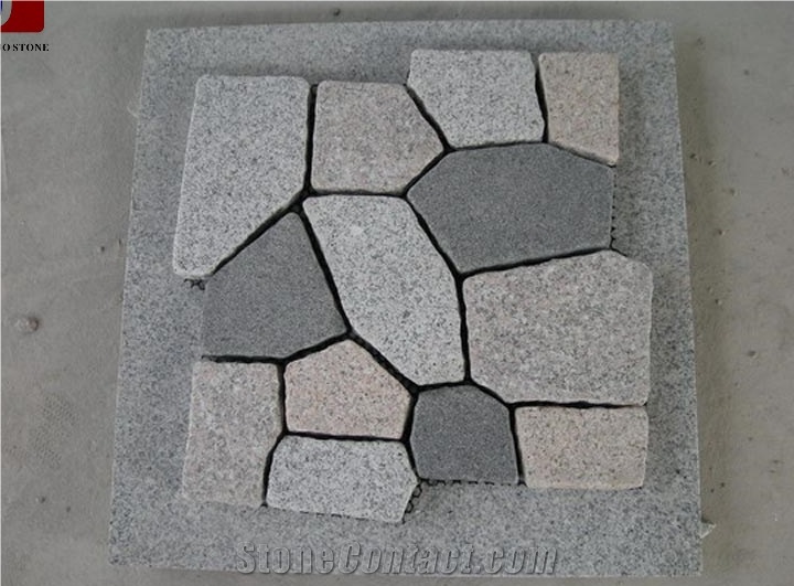 Granite Cubes on Net, Dayang Red&G603&G682&G654 Pavers, Natural Split/Tumbled Paving Sets, for Driveway & Garden & Courtyard Paving