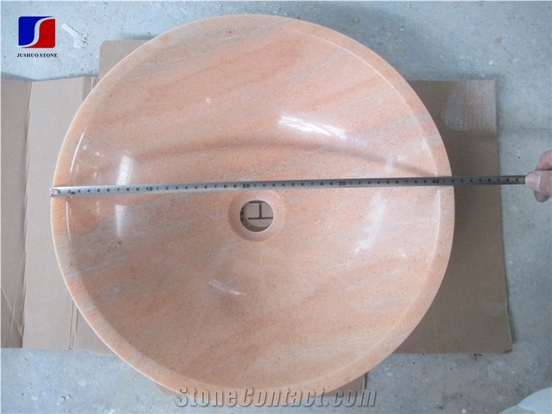 Pink Basin,Pink Jade Marble Vessel, Bathroom Sinks,Vessel Sinks,Wash Bowls