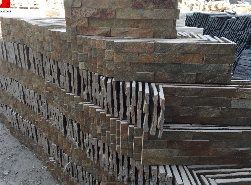 Rusty Slate,Sunset Split Face Slate Stone Panels,Multicolor Slate Stone Wall Panels,Z Clad Stone Cladding,Corner Slate Stone