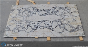Afyon Yellow Violet, Afyon Violet, Turkish Afyon Violet, Purle Veins, Yellow Veins, White Marble, Paonazetto Marble, Polished Afyon Violet