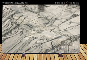 Wild Pearl Quartzite Polished Slabs, Brazil White Quartzite Wild Pearl Quartzite Polished Slabs, Brazil White Quartzite