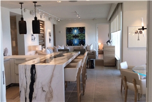 Bar Constructed Of Bianco Lasa Macchia Vecchia Marble