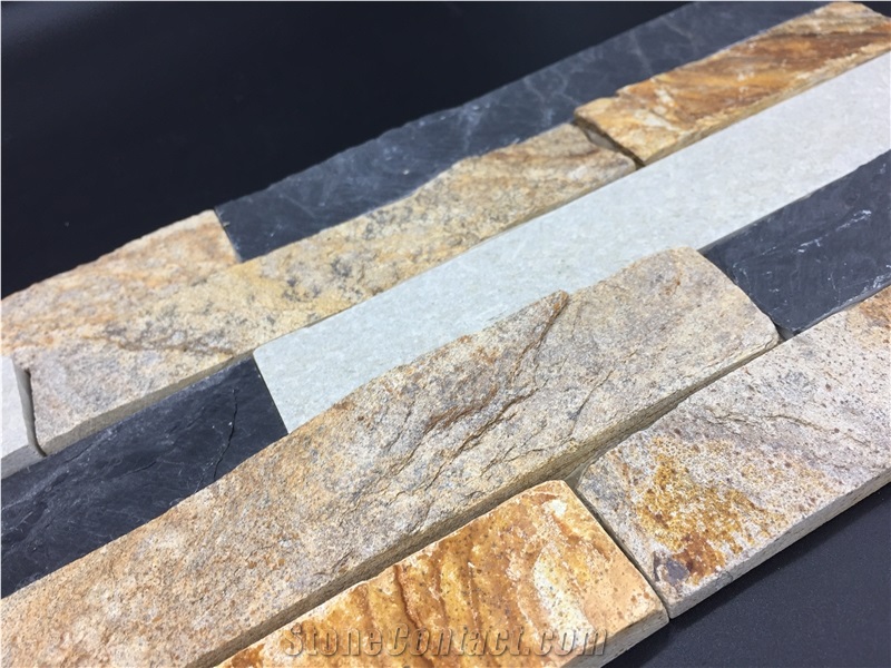 Mixed Colors Slate Wall Panel Tile (600x150mm)